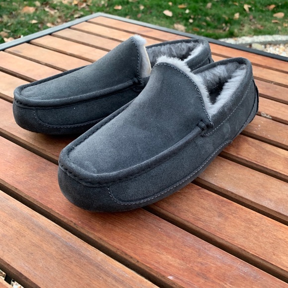 UGG ASCOT Suede Leather Wool Moccasins Loafers - Picture 3 of 9
